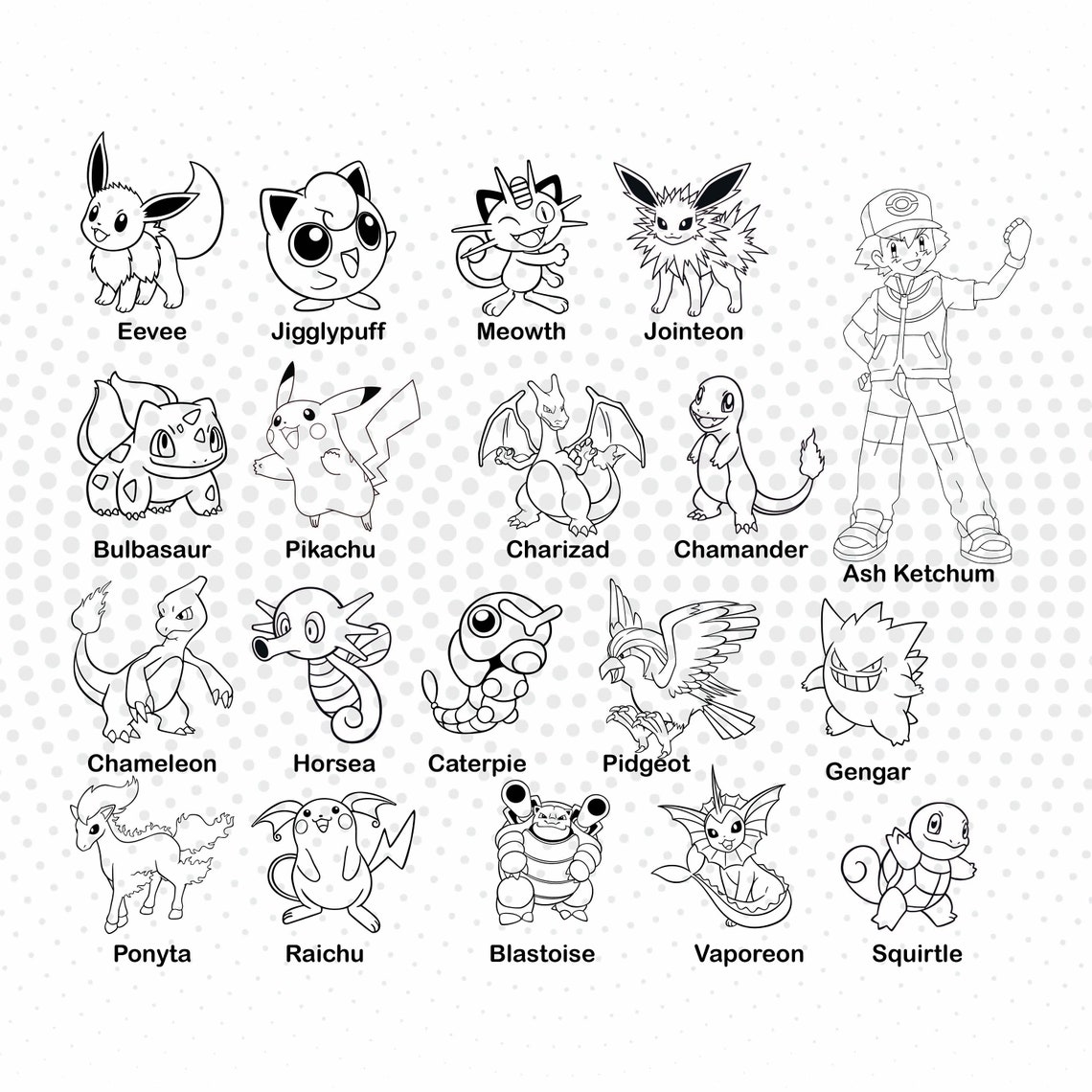 Pokemon Outline SVG PNG DXF for Cut files Cricut | Etsy