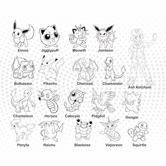 Pokemon Outline Svg Png Dxf For Cut Files Cricut Etsy