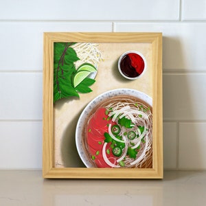 Pho Beef Noodle Soup Vietnamese Dish Food Art Print Kitchen Decor