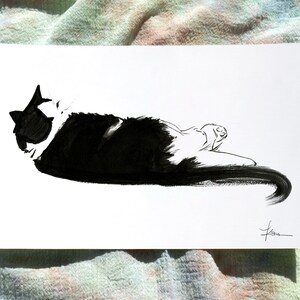Wally Looking Back | Minimal Cat Ink Drawing Art Print