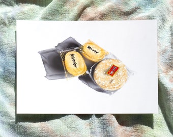 Rice Cracker Nostalgic Snack Art Print Realistic Food Illustration Kitchen Decor Wall Art Asian Snacks