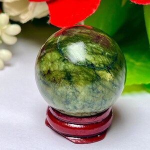 Nefrit Jade Sten Klot/Kula/Orb Läkande Kristall, Reiki Chakra, Gåva 40 MM