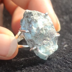 Larimar Stone Sterling Silver Ring: Adjustable Goddess Jewelry