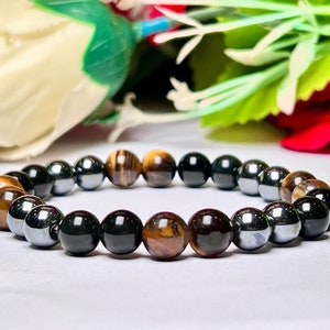 Triple Protection Bracelet: Hematite, Tiger Eye & Obsidian - 8MM