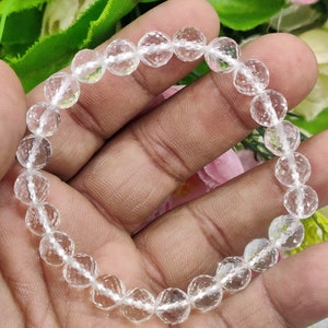 Phenakite /Phenacite Quartz Stone Faceted Bracelet 8MM , 10MM , 12 MM