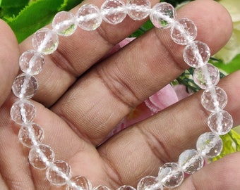 Phenakite Quartz Stone Faceted Bracelet 8MM , 10MM , 12 MM