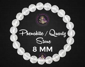 Phenakite Quartz Stone Faceted Bracelet 8MM , 10MM , 12 MM