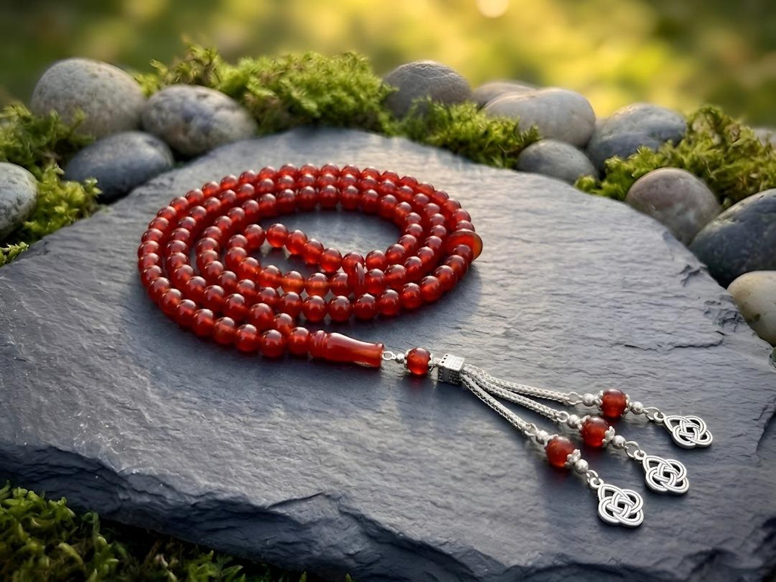 Natural Carnelian Tasbih 99+1 Bead Islamic Prayer Beads Handmade Muslim Gift Eid & Ramadan Gift