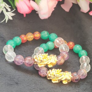 Bracelet Om Mani Padme Hum Pixiu - Perles Changeantes Sur Mesure Fait Main En France