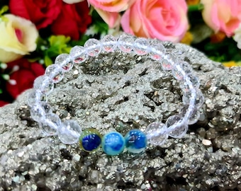 8MM Rare Papagoite AjoiteCrystal Stone Bracelet: High Vibration Goddess Energy