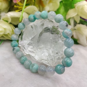 Ajoite Stone Round Bead Bracelet - Messina Mine Gemstone