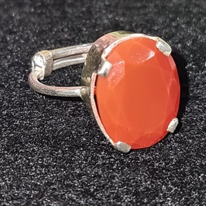 Red Orange Carnelian Red Aqeek/Haqeek Adjustable Ring Made With 92.5 Sterling Silver 26 Carat