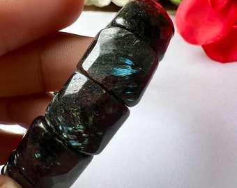 Nuummite Crystal Bracelet: Magician's Stone, Greenland Gemstone (15MM)