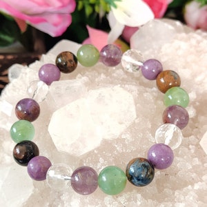 Chrysoprase, Pietersite, Phenakite, Phosphosiderite and Auralite 23 Stone Master Healer Bracelet