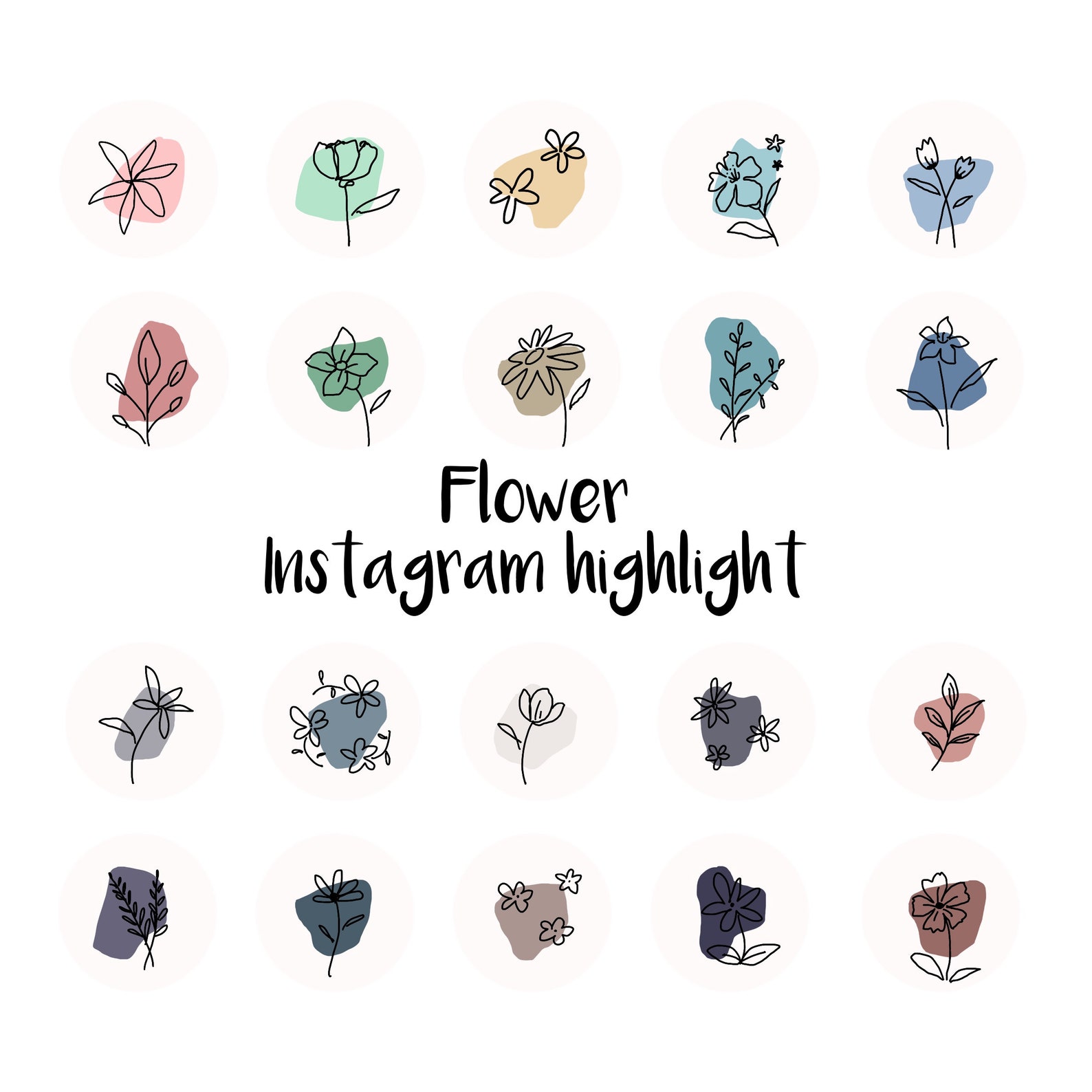 Abstract Flower Instagram Highlight Flower Line Art Instagram Etsy