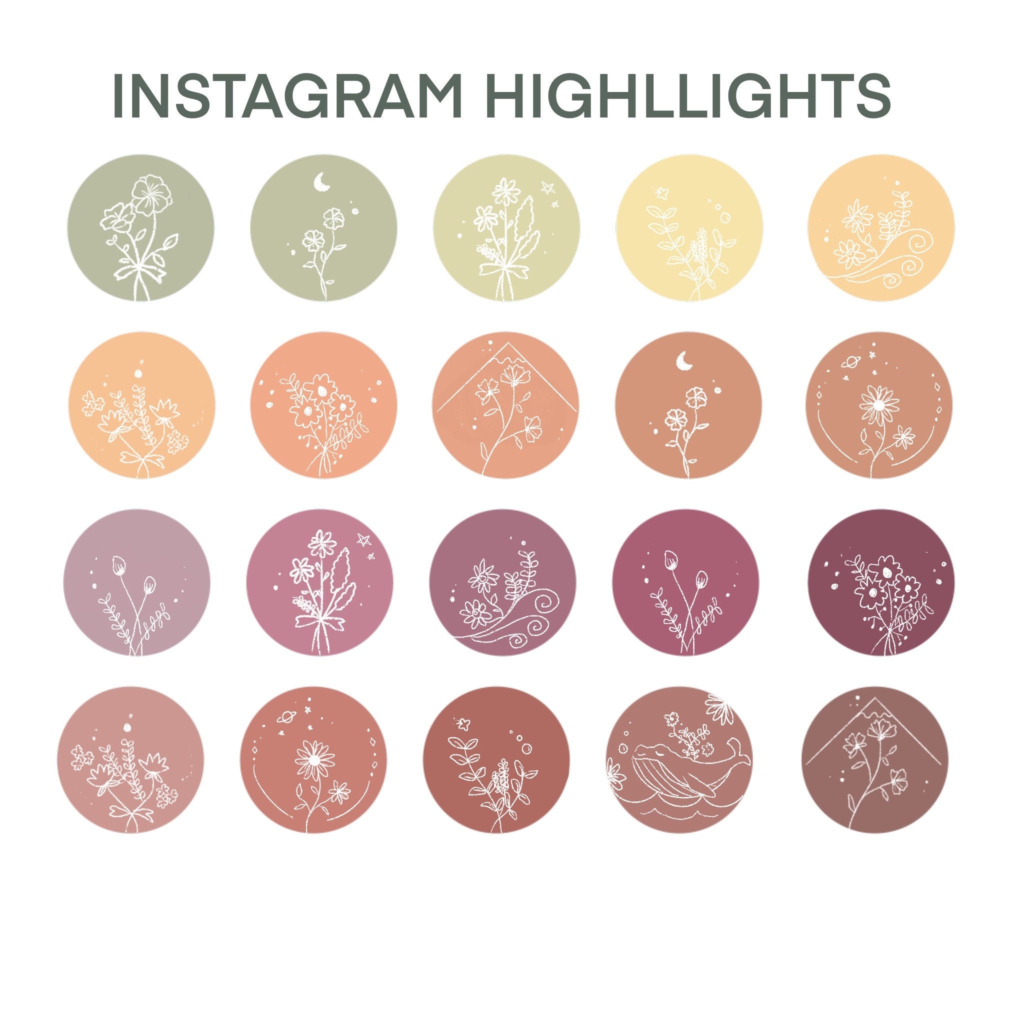 Flower Instagram Highlights With Goodnote Stikers - Etsy