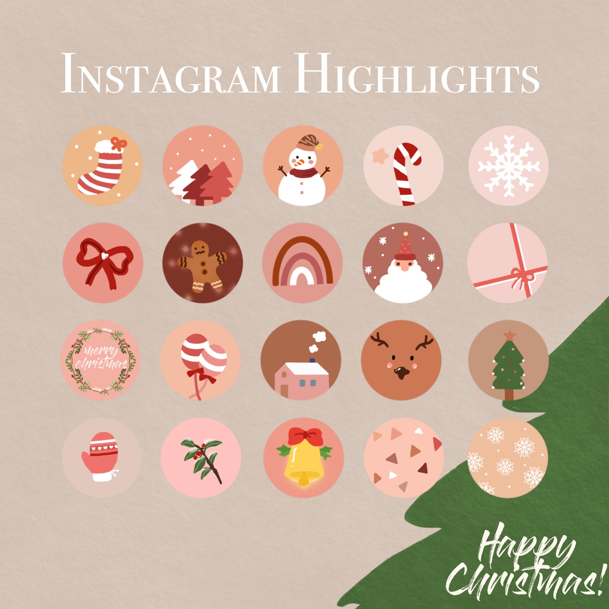 Boho christmas instagram highlight cover Christmas instagram Etsy