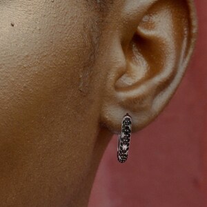 Black Diamond Black Huggies, Black And White Diamond Earring