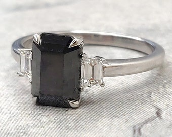 Black Diamond Ring, Black Diamond Engagement Ring, Alternative Engagement Ring