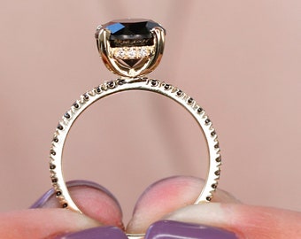 Black Diamond Engagement Ring, Alternative Engagement Ring, Cocktail Engagement Ring