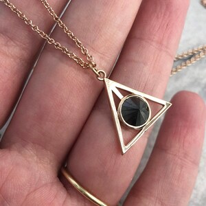 Triangle Pendant Black Diamond Pendant ,Inverse Diamond Pendant For Men, Gift For Him, 14K Gold, Unique Black Pendent, Black Diamond Jewelry