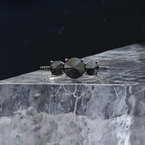Alternative Engagement Ring,  Black Diamond Multi Color Ring, White Gold Ring, Round Black Diamond, Natural Black Diamond Jewelry