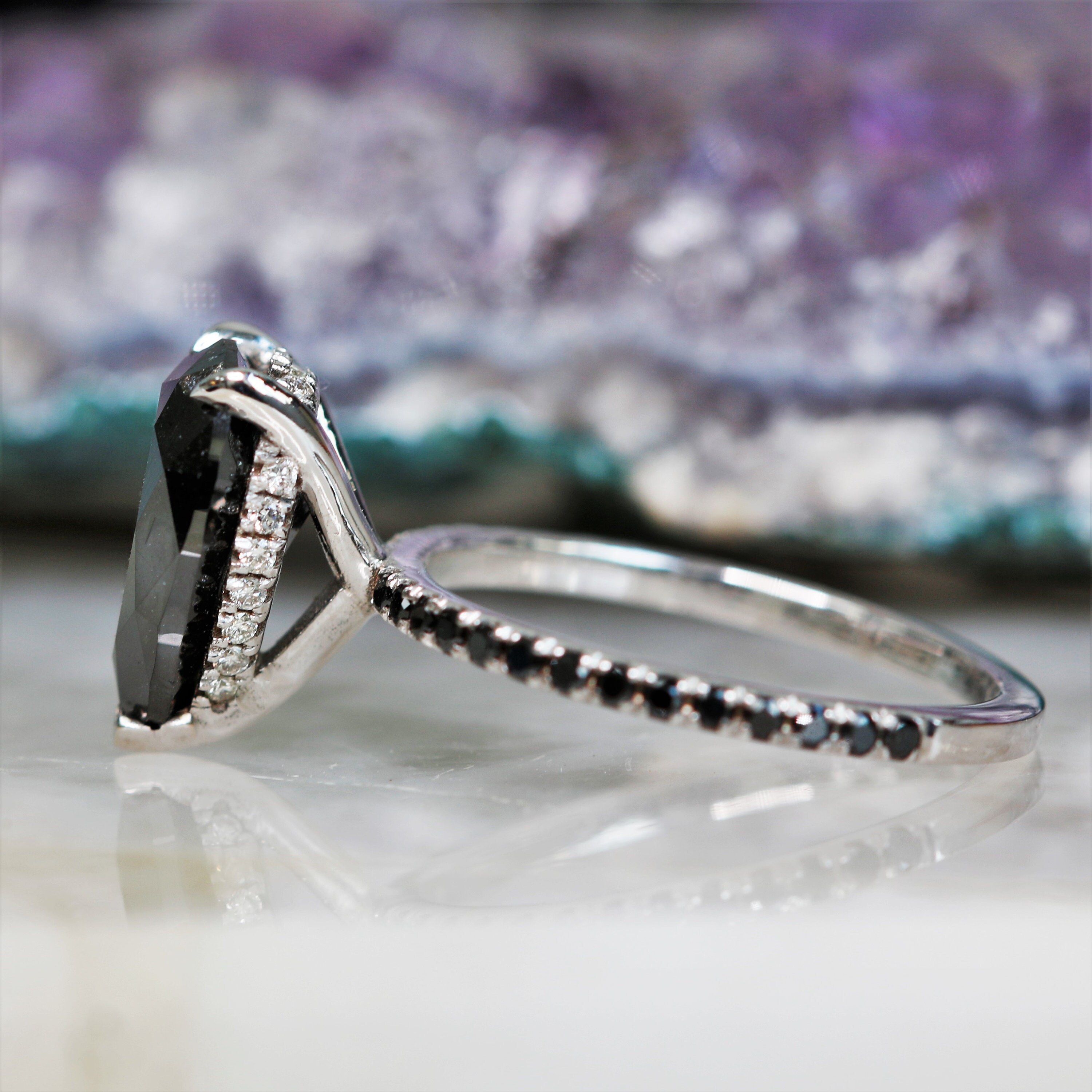 Black diamond pear ring new arrivals