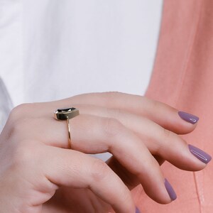 Black Teardrop Ring, Bezel Solitaire Ring, Alternative Engagement Ring, 2 cts Black Diamond Ring, Black Pear Shape Ring image 5