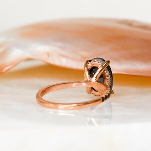 Claw Prongs Engagement Ring, Black Diamond Ring, Rose Gold Ring, Oval Black Diamond, Natural Black Diamond Jewelry image 6