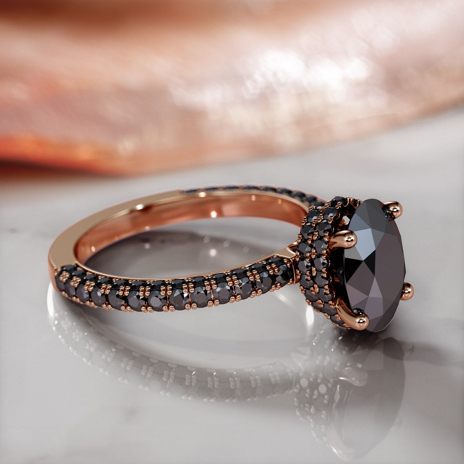 Black oval diamond best sale