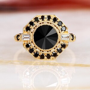 Engagement Rings Inverted Inverted Black Diamond Ring, Black Diamond Ring, Black Engagement Ring ...