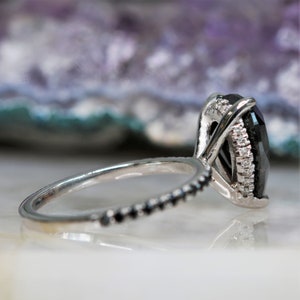 14K Black Diamond Ring, Black Diamond Jewelry, Black Teardrop Ring, Black Pear Cut Diamond Ring, Natural Diamond Ring,Solitaire Diamond Ring image 6