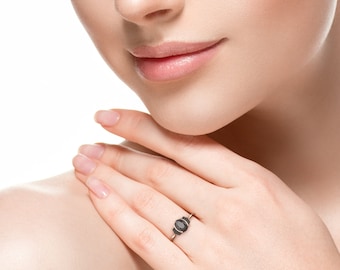 Black Diamond Ring, Rose GoldW