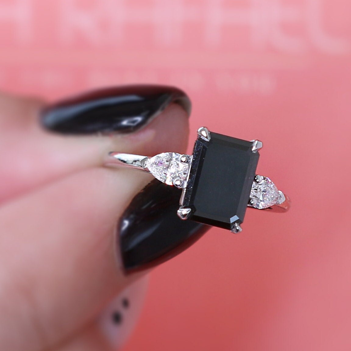 2 Carat Black Engagement Ring Alternative Engagement Ring Etsy