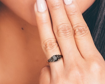 Black Diamond Ring, Rose GoldW