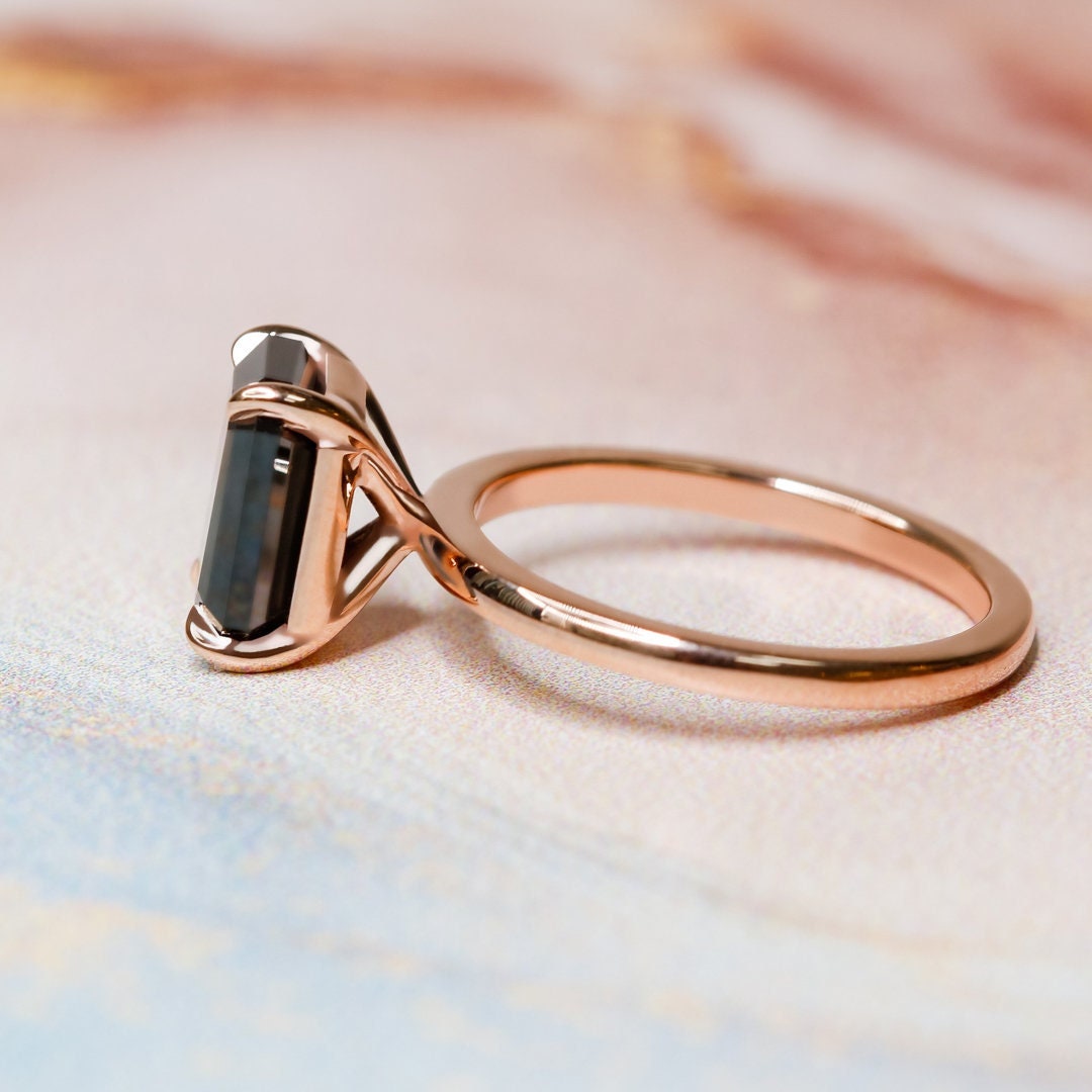 Emerald Cut Black Stone Ring main image 0