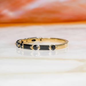 Dainty Black Ring, Eternity Black Diamond Ring, Black Diamond Jewelry, 14k Rose Gold Diamond Ring, Black Diamond Ring, Black Stackable Ring