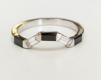 Black Diamond Ring, Black Diamond Jewelry, Black Baguette Diamond Ring, Stackable Wedding Band, Black Diamond Ring Set, Multi Diamonds Ring
