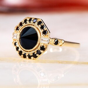 Engagement Rings Inverted Inverted Black Diamond Ring, Black Diamond Ring, Black Engagement Ring ...