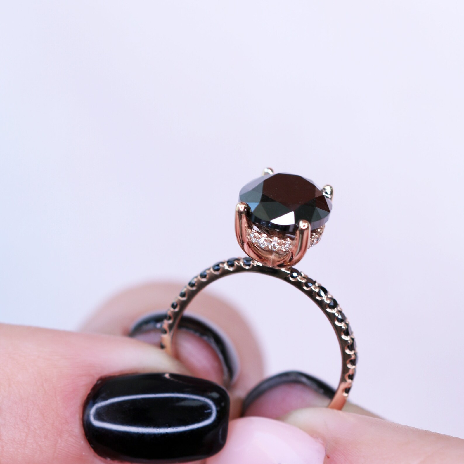 Schwarze ovale Verlobungsring Alternative Verlobungsring 4 | Etsy