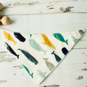 Whales, Baby Bandana Bibs, Dribble bibs, Organic Baby Bibs, Baby Shower Gift, Baby Boy Gift, Organic Baby, 0-6 Months