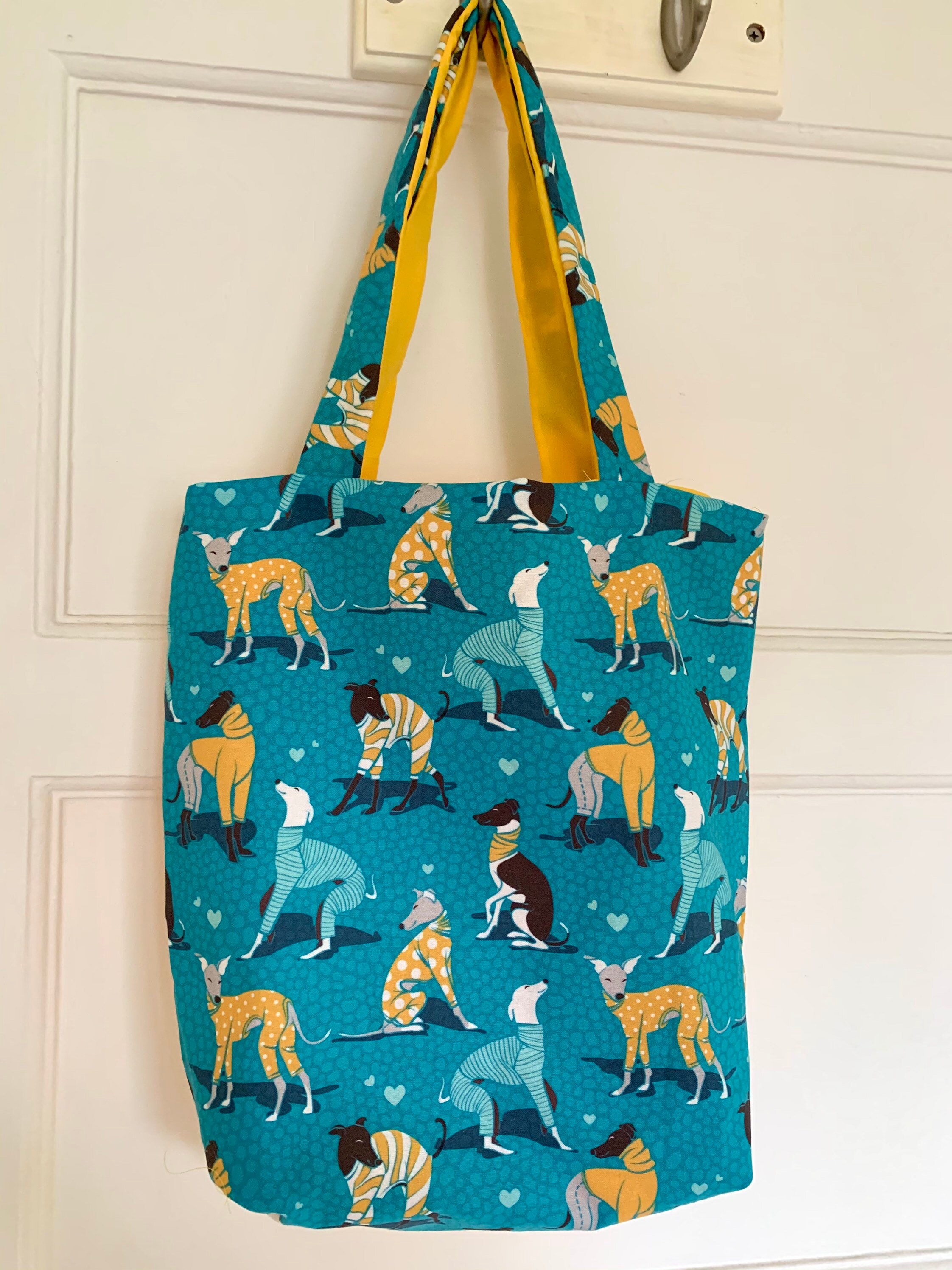Greyhound Tote Bag Handmade Greyhound Sighthound Print Etsy