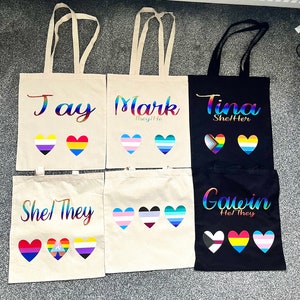 Borsa tote LGBTQ+ Pride - Borsa tote con bandiera Pride - Borsa tote Lesbiche, Bisessuali, Queer, Non Binarie e Transgender - Borsa tote personalizzata Pride LGBTQ+
