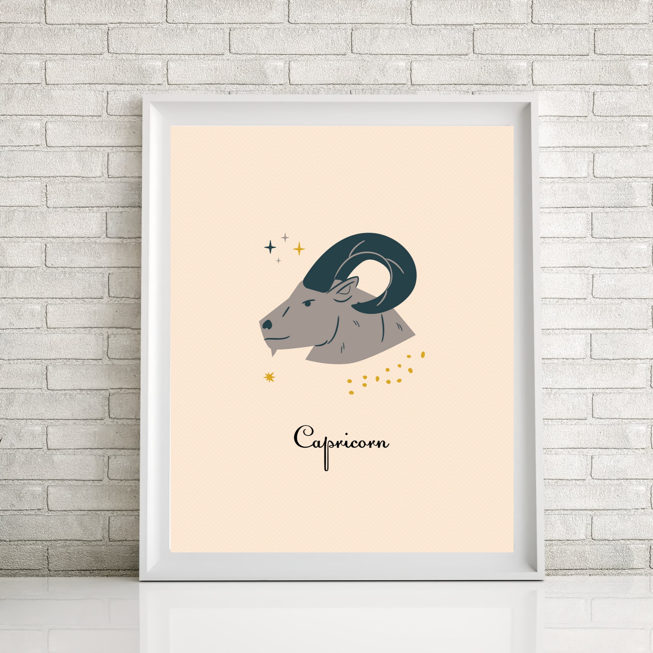Capricorn Print Capricorn Wall Art Zodiac Wall Art Etsy