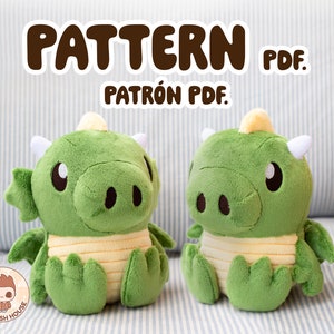 Cute Dragon Dinosaur plush sewing pattern