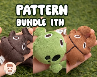 Paquete de patrones llavero de bichos de jardín ITH encanto de peluche