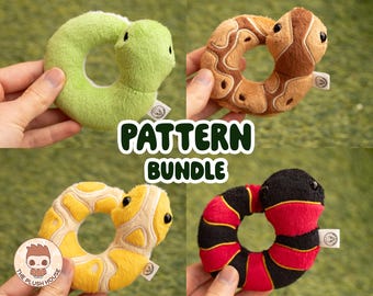 Snake Plush Pattern Bundle Reptile Animal Easy Plushie⎜Coral Snake⎜Ball Python⎜Burmese Python⎜Downloadable File