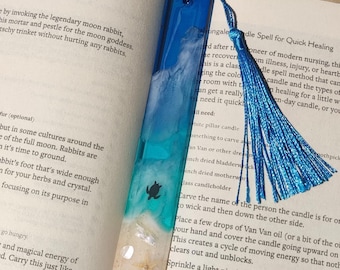Resin Beach Bookmark: Real Sand, Seashells & Starfish Charm