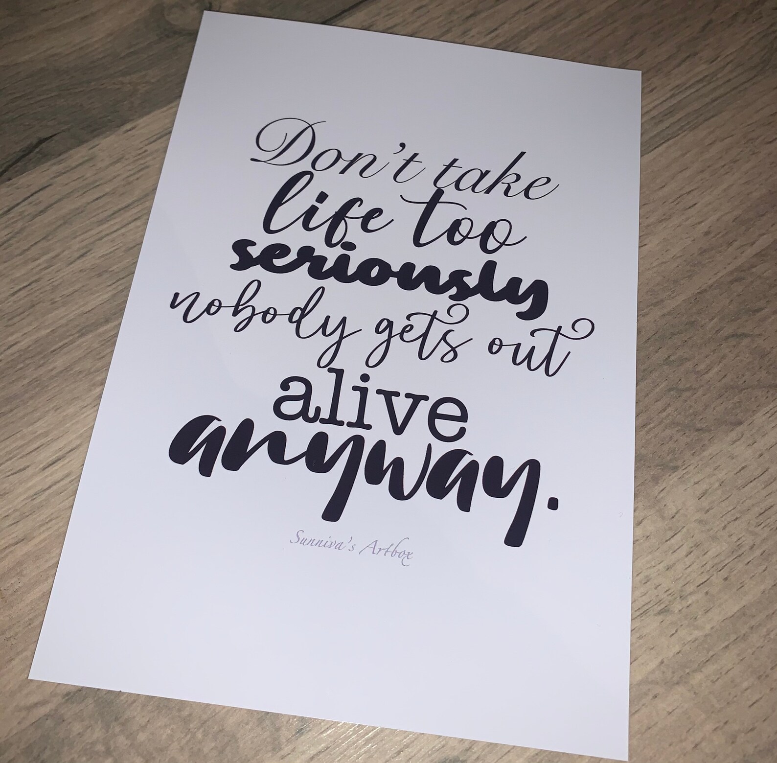Ernsthafte Leben schwarz und weiß Kalligraphie Zitat drucken Etsy