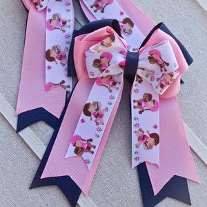 Pink and Navy Horse Show Bows, Horse Show Bows, Horse Show Hair Bows, Equestrian Show Bows, Equestrian Bows, Equestrian Competition Bow Set